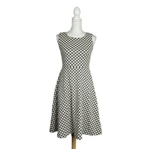 Talbots Grey & Cream Brocade Polka Dot Fit & Flare Dress Classic Versatile